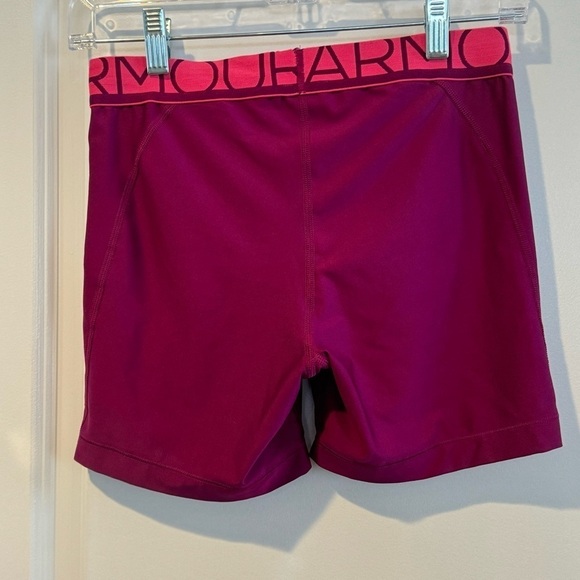 Under Armour Big Logo UA Women’s Compression Shorts Fushia Deep Pink - Picture 6 of 14